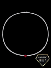 Load image into Gallery viewer, Lab created Tennis necklace with Gemstones dripped in Sterling Silver