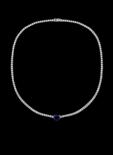 Load image into Gallery viewer, Lab created Tennis necklace with Gemstones dripped in Sterling Silver