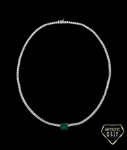 Load image into Gallery viewer, Lab created Tennis necklace with Gemstones dripped in Sterling Silver