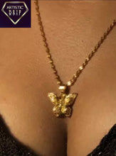 Load image into Gallery viewer, Gold Butterfly Pendant W/ Water Wave Chain