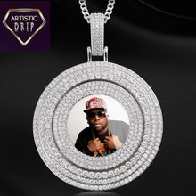 Load image into Gallery viewer, Custom Rotating Iced Out Photo Pendant