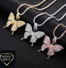 Load image into Gallery viewer, Iced Out Butterfly with Tennis Chain