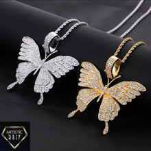 Load image into Gallery viewer, Iced Out Butterfly with Tennis Chain
