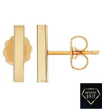 Load image into Gallery viewer, 2MM Bar Stud Earrings in 14K Yellow Gold

