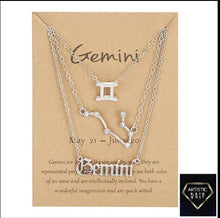 Load image into Gallery viewer, 3 pc Zodiac Necklace