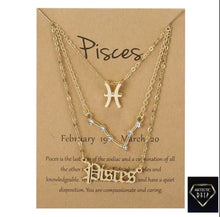 Load image into Gallery viewer, 3 pc Zodiac Necklace