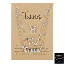 Load image into Gallery viewer, 3 pc Zodiac Necklace