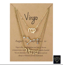 Load image into Gallery viewer, 3 pc Zodiac Necklace