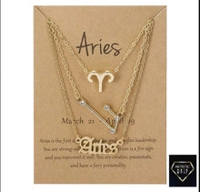 Load image into Gallery viewer, 3 pc Zodiac Necklace