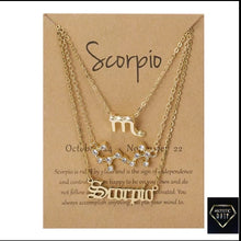 Load image into Gallery viewer, 3 pc Zodiac Necklace