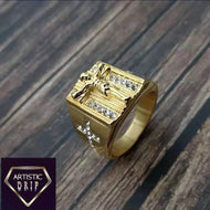 CZ Diamond  Incrusted Jesus Ring