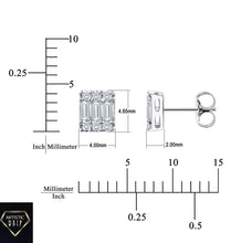 Load image into Gallery viewer, Baguette and Round Diamond Earrings in 14K White Gold