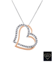 Load image into Gallery viewer, Double Diamond Heart Pendant in 14k Gold