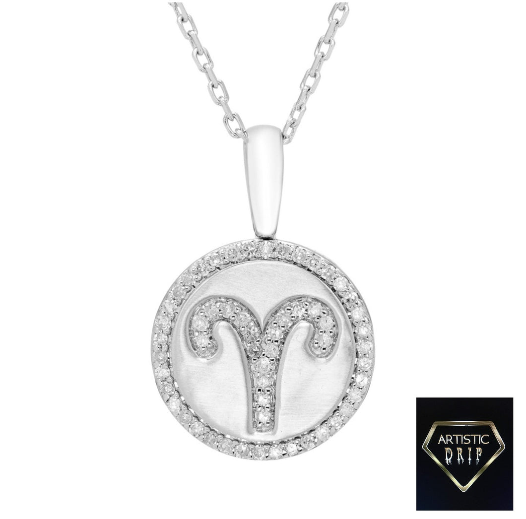 Diamond Zodiac Symbol Pendant in Sterling Silver