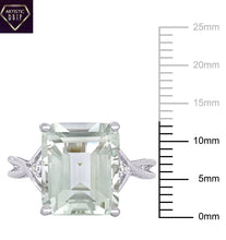 Load image into Gallery viewer, Emerald-Cut Prasiolite Quartz and White Topaz Cocktail Ring in Sterling Silver