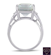 Load image into Gallery viewer, Emerald-Cut Prasiolite Quartz and White Topaz Cocktail Ring in Sterling Silver