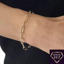 Load image into Gallery viewer, 14K Italian Gold Small Link Paperclip Bracelet