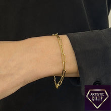Load image into Gallery viewer, 14K Italian Gold Small Link Paperclip Bracelet