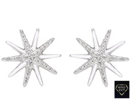 Sterling Silver Diamond Starburst Earrings