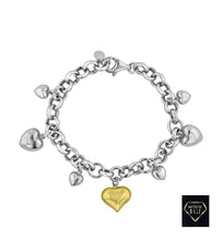 Load image into Gallery viewer, Sterling Silver Bracelet with 14k Gold Heart Charm