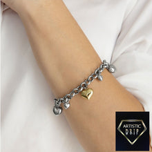 Load image into Gallery viewer, Sterling Silver Bracelet with 14k Gold Heart Charm