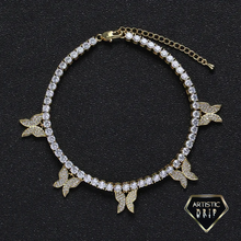 Load image into Gallery viewer, Diamond Tennis Chain Butterfly Anklet
