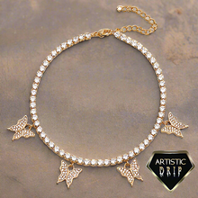 Load image into Gallery viewer, Diamond Tennis Chain Butterfly Anklet
