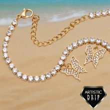 Load image into Gallery viewer, Diamond Tennis Chain Butterfly Anklet
