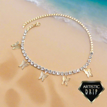 Load image into Gallery viewer, Diamond Tennis Chain Butterfly Anklet
