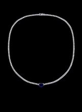 Load image into Gallery viewer, Lab created Tennis necklace with Gemstones dripped in Sterling Silver
