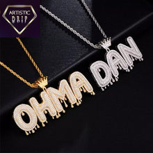 Load image into Gallery viewer, Iced Out Drippy Letter Style Name Pendants.
