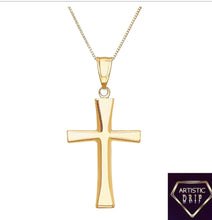 Load image into Gallery viewer, 14K Diamond-Accent Cross Pendant, 18&quot; Box Chain Included
