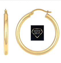 Load image into Gallery viewer, 14K Gold Hoop Earrings - 3mm x 30mm
