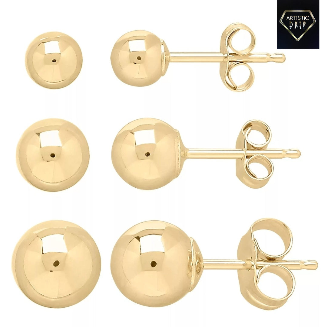 14K Yellow Gold 4-6 mm Ball Stud Set