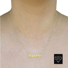 Load image into Gallery viewer, 14K Real Yellow Gold Zodiac Script Necklace, 16-18&quot;
