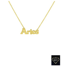 Load image into Gallery viewer, 14K Real Yellow Gold Zodiac Script Necklace, 16-18&quot;
