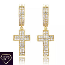 Load image into Gallery viewer, Iced Out Cross Earrings
