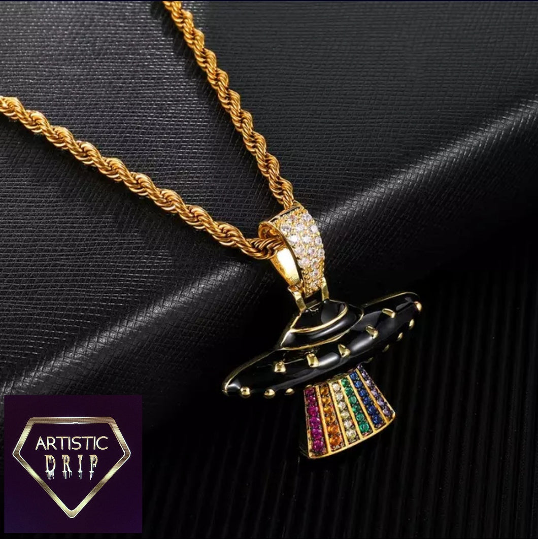 ICED OUT UFO BEAM PENDANT