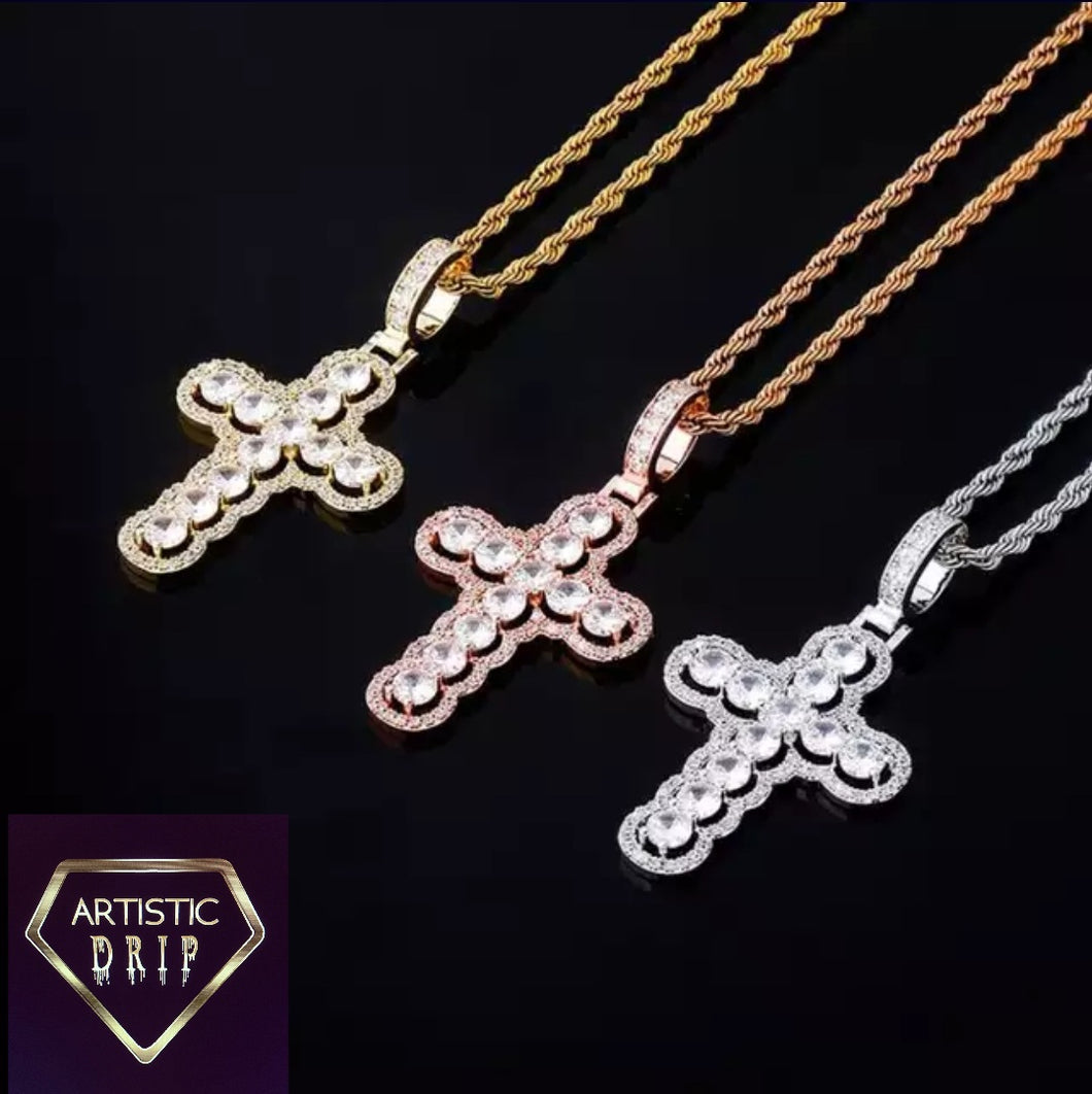 Iced out cross pendant