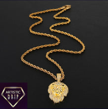 Load image into Gallery viewer, CZ Diamond studded Lions Head pendant
