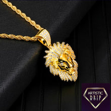 Load image into Gallery viewer, CZ Diamond studded Lions Head pendant
