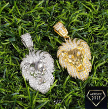 Load image into Gallery viewer, CZ Diamond studded Lions Head pendant
