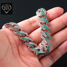 Load image into Gallery viewer, Two Tone Green Iced Out Cuban Link Bracelet
