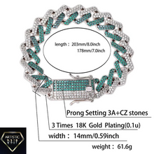 Load image into Gallery viewer, Two Tone Green Iced Out Cuban Link Bracelet
