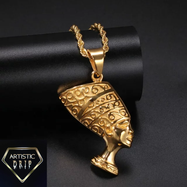 18k Gold Queen Nefertiti necklace.