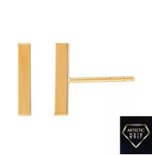 Load image into Gallery viewer, 2MM Bar Stud Earrings in 14K Yellow Gold
