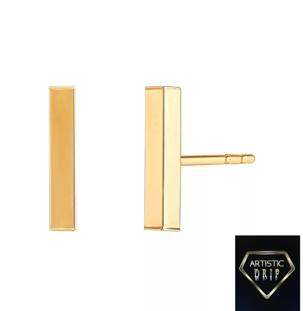 2MM Bar Stud Earrings in 14K Yellow Gold