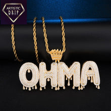 Load image into Gallery viewer, Iced Out Drippy Letter Style Name Pendants.
