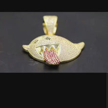 Load and play video in Gallery viewer, Iced Out 18k Gold Ghost Pendant
