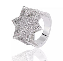 Load image into Gallery viewer, Iced Out Star Ring with Green Lab Diamonds
